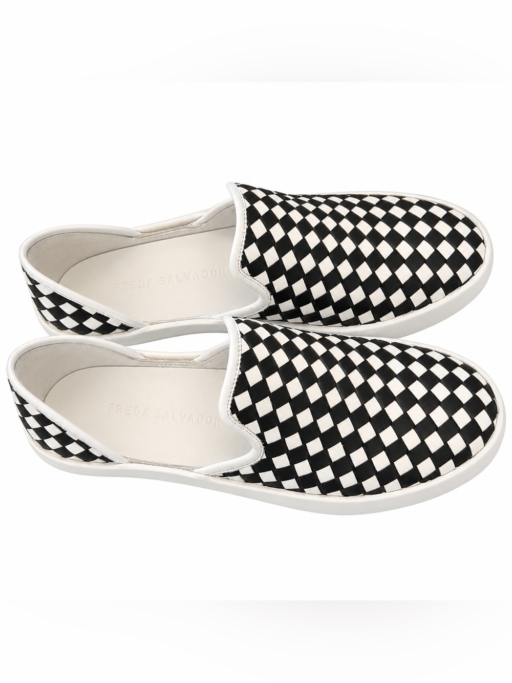 Freda Salvador Eddy D’Orsay Black & White Check Slip-On Sneakers — Never Worn